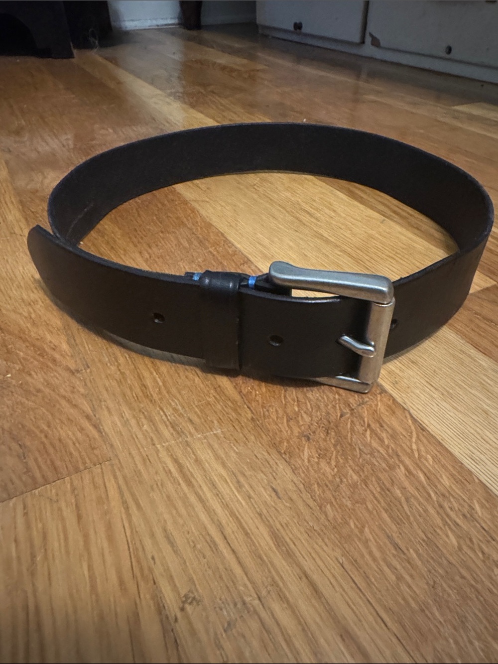 GAP Men's Black Leather Belt with Silver Buckle